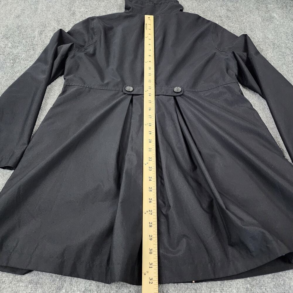 Lands End Jacket Womens Medium Black Full Zip Snap Front Plaid Lined Pocket Coat - Picture 5 of 16